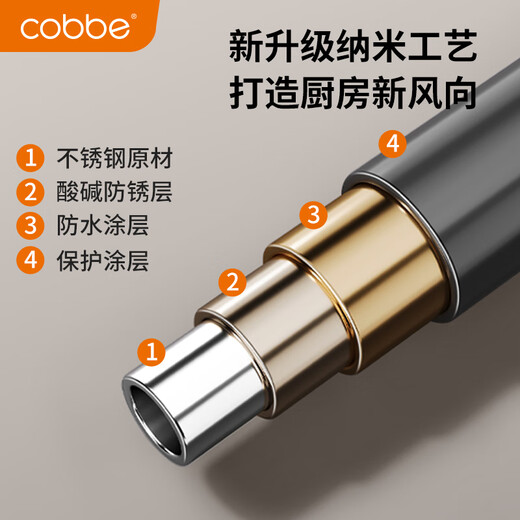 Cobbe kitchen microwave storage rack multi-layer household multi-functional rack stainless steel rice cooker oven countertop storage rack nano gray-antibacterial and anti-fouling-53cm