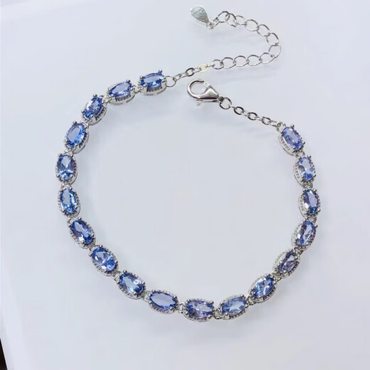 Qianluofu Tanzanite Bracelet New Natural Inlaid S925 Silver Women's Hand Jewelry Wholesale Live Accessories Douyin Fashion Goods Main Stone 5*3MM