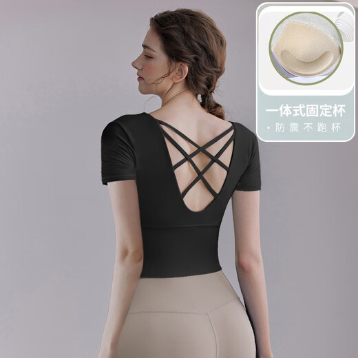 LULULMCCTN nude fitness yoga clothes women's sports tops Pilates professional training with chest pads quick-drying running tights for women black long XL