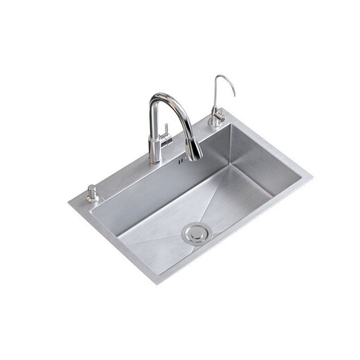 Jiumuwang 304 stainless steel sink single-slot thickened brushed kitchen sink basin installation above and below the table thickened brushed 60*40 (304 pull-out faucet)