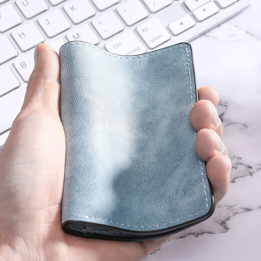 Sac de carte Fengshang Sac ultra-mince porte-monnaie masculine Mentiage Mélange Multi-fonction de permis de conducteur Case en cuir Multi-carte Numéro de carte Card Clip de billette [Bleu clair]