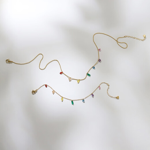 Mori bracelet Midsummer Night's Dream rainbow diamond non-fading titanium steel 18K gold necklace clavicle chain anklet gift necklace style