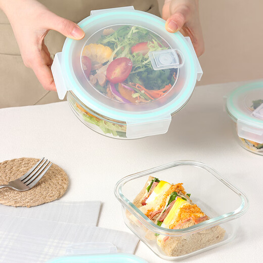 Baijie Borosilicate Glas Bunchbox Mikrowelle Ofen Büroarbeiterin Babynahrungskiste Instant Nudeln Schüssel Kühlschrank Frische Box 1000ml