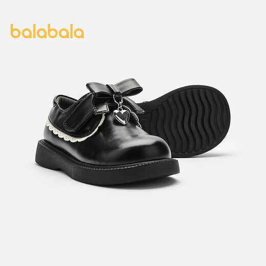 Balabala Girls Princess Shoes Literary Retro Literary Spring and Autumn Baby Sweet Trendy Small Leather Shoes Black 90001 36 Size