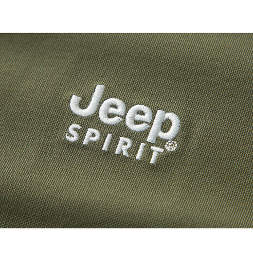 JEEP SPIRIT吉普休闲立领半拉链短袖t恤夏男士弹力半袖绣标棉质纯色透气体恤 军绿色 L 175/96A 建议130-145斤