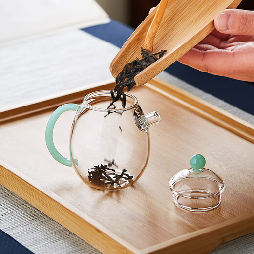 Lvchangming Kungfu glass teapot hand-held pot high temperature resistant glass pot with filter mini teapot