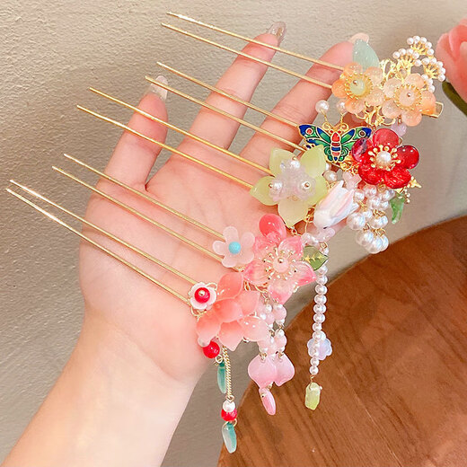 Mrs win (Mrs win) ancient style Hanfu hairpin children's costume headwear Chinese style rocking tassel hairpin hair ornaments girls' hairpins Lianxin