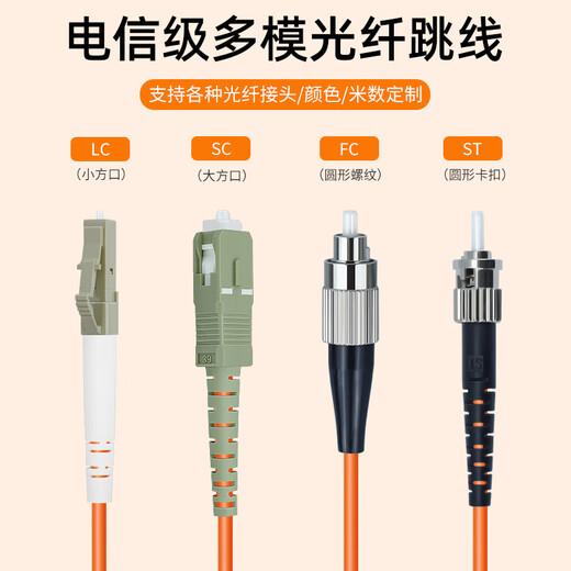 优普连 电信级单芯多模光纤跳线LC-LC-SC-FC/ST 多模尾纤数据机房光钎线光模块连接线 ST-ST多模单芯 50米