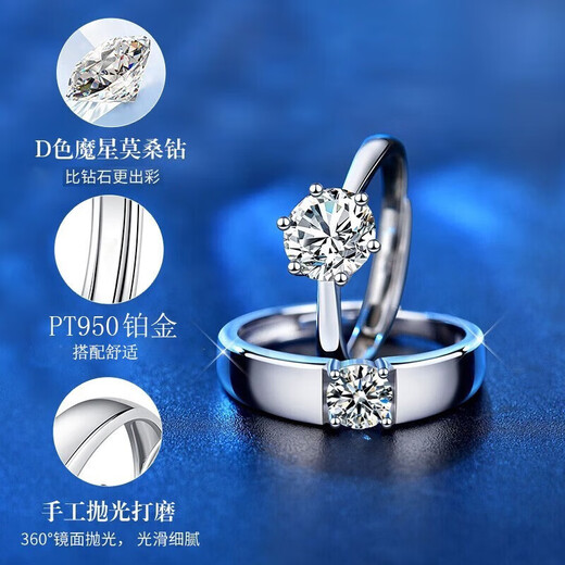 VCIXYOUPT950 Platinum Ring One Carat Diamond Ring Proposal Confession Anniversary Birthday Gift for Girlfriend PT950 Platinum Ring One Carat Women Moissanite/Local Warehouse