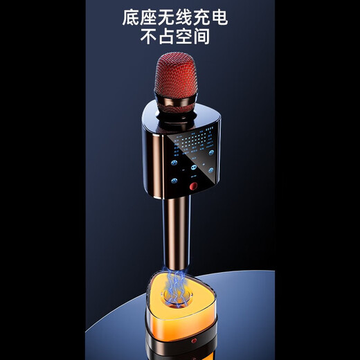 TINGSHENGZHE Wireless Microphone Bluetooth Microphone Audio Integrated Built-in Sound Card Smart Touch Screen High Quality Outdoor Children's TV Projector Mobile Phone Karaoke Family Ktv Live Broadcast Gift Black - Exclusive Base Wireless Charging - Innovative Smart Touch Screen Enjoy Edition - Home Theater Level Karaoke Experience - High Quality