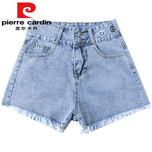 Pierre Cardin Denim-Shorts für Frauen im Sommer koreanischer Stil hoher Taille tragen lockere Breauzier-Hose A-Line Hot Hosen 9926# Blue XL [115-125jin [Jin gleich 0,5 kg] gute Qualität]