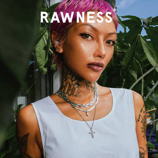 Rawness Italian double-stranded blade snake bone chain for women niche light luxury American clavicle chain ins cross necklace 3mm double-stranded/39cm gold