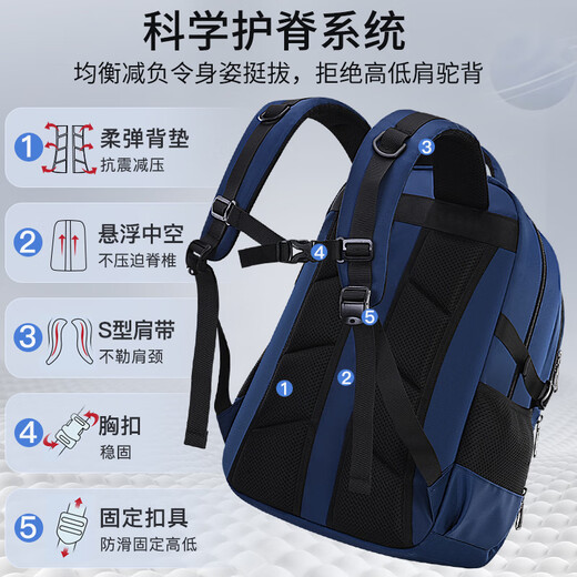 迪士尼小学生男孩三至六年级大容量轻便男生初高中生防水护脊减负双肩包 SM12027灰色超大号（初高中）