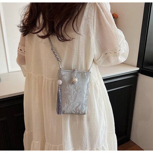 Tianyi niche mini bag women's mobile phone bag 2024 new fashion summer versatile fashion crossbody shoulder new Chinese style mobile phone crossbody bag silver