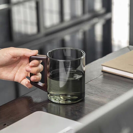 Huaxi tree tea cup men's office tea separation glass filter cup tea set tea ceremony cup high-looking water cup with lid wood language cup light luxury gray 400ml 1 piece