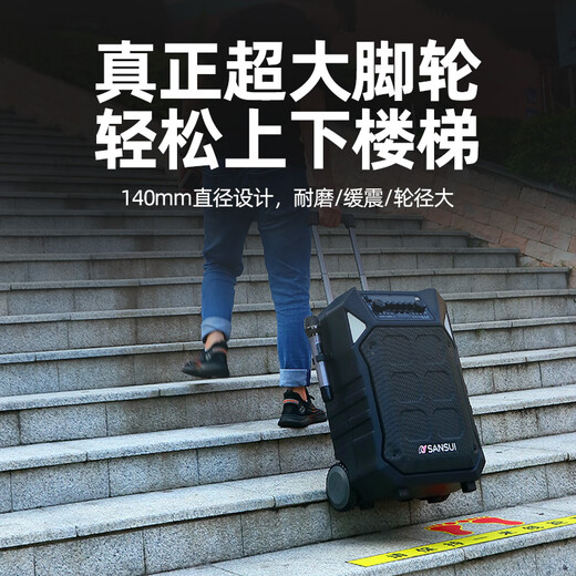 SANSUI outdoor K-song special audio square dance lever audio outdoor performance heavy bass smart wireless microphone 12-inch D12 electric acoustic guitar folk instrument speaker