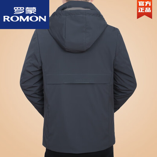 ROMON men's casual jacket, middle-aged autumn and winter new thickened men's hooded top daddy black 98563 cotton style XL 180 suitable for 135155Jin Jin equals 0.5 kg