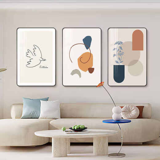 槐序现代简约客厅装饰画北欧抽象沙发背景墙挂画高级感人物三联画壁画 JD13548 60*80/60*80/60*80 水晶画面pvc黑边