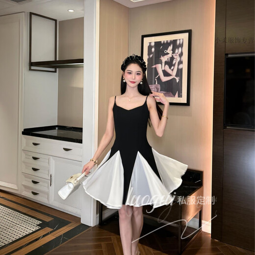 Ximuyao Huahua Heißes Mädchen Kurzärmless und sexy schlankes Hosenteilskleid 9761 Schwarz L 175 _105-115jin [Jin ist gleich 0,5 kg]