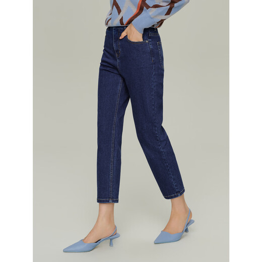 Jiuzi (Juzui) Einkaufszentrum gleicher fauler und entspannter vielseitiger Gelegenheitsjeans für Frauen im Herbst JWDQ12113 Dark Blue S