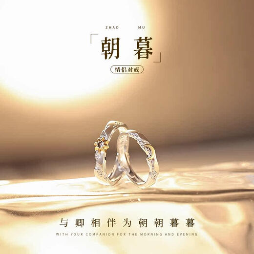 Shenglanxin couple rings, a pair of rings, high-end design, light luxury love token, Chinese Valentine's Day gift for girlfriend's birthday, free engraving, morning and evening couple rings