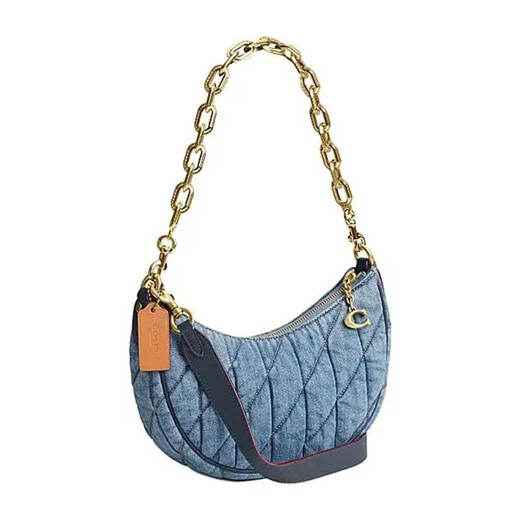 Die neue Crescent Bag Luna 27-Serie des Trainers, klassische Presbyopia Leder-Unterarmtasche, One-Shoulder-Handtasche, Freundin, Denim Blue CR679 B4in