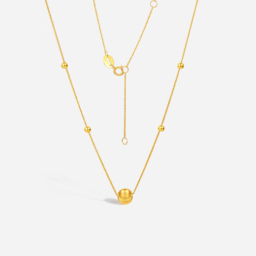 Saturday blessing 18K gold necklace female cat's eye gold bead color gold necklace birthday gift C0613739 40+5cm