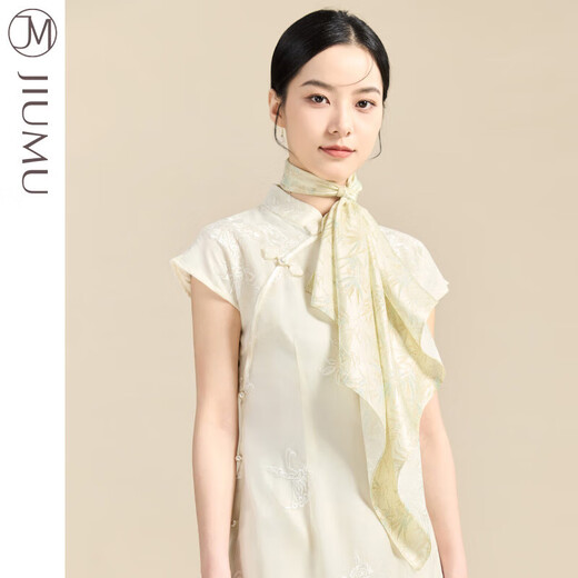 
Jiumu (JIUMU) silk scarf for women mulberry silk square scarf shawl scarf for elder mother mother birthday gift box Bamboo shadow-Ya