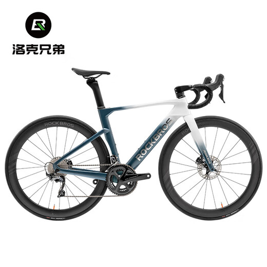 洛克兄弟（ROCKBROS）公路车碳纤维自行车T700气动破风105电变碟刹弯把竞赛车 白墨绿(禧玛诺R7170套件) 定制尺寸联系客服