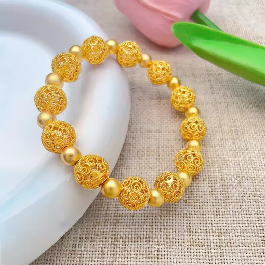Ji Ge 2024 New 18k Gold Filigree Exquisite Beads Hollow Hydrangea Bracelet Women's Exquisite Bracelet Fashion Bracelet Hollow Flower