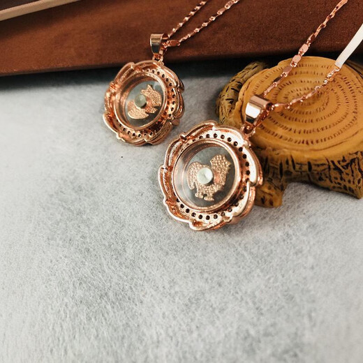 Hengchengxiang HOECENXAR sense rose gold whirlwind 18 gold color rotating zodiac pendant, temperament women's fashion and versatile necklace, whirlwind rose gold zodiac monkey chain