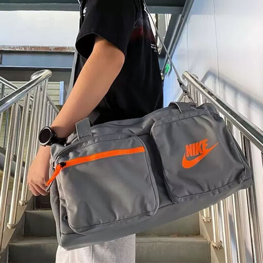 耐克（NIKE）手拎包男包女包新款健身包桶包行李包大容量斜挎包运动旅行单肩包 BA6169-084/烟灰/荷兰橙 MISC