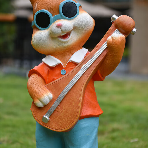 Yi Mingyuan Garden Cartoon Rabbit Fiberglass Sculpture Floor-standing Decorative Ornaments Kindergarten Outdoor Garden Courtyard Landscaping Layout Sunglasses Guitar Male Rabbit