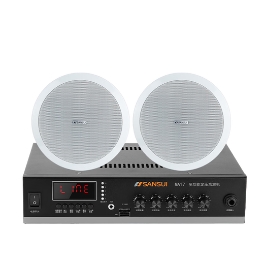 山水（SANSUI）SC21吸顶喇叭音响功放套装吊顶背景音乐公共广播定压天花商用会议店铺背景喇叭音箱系统 山水SC21 (8吋) *10+M500功放