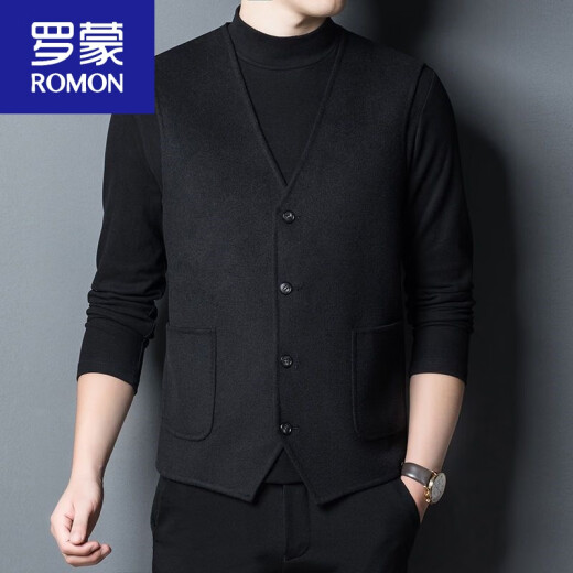 ROMON v-neck wool vest men's autumn and winter thin warm down suit vest sleeveless waistcoat inner vest gray 3601170/M