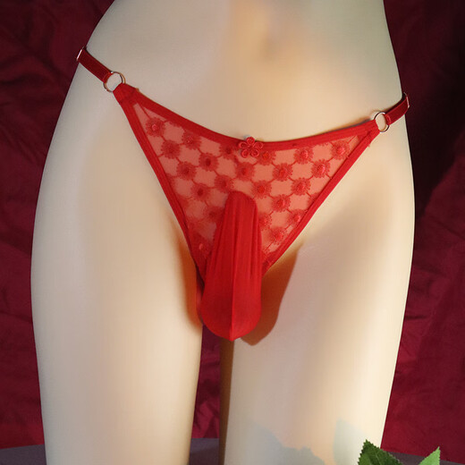 Adult products men's special underwear, transvestite masturbation, men's lace sexy thong, adjustable summer egg-filled oily adult sex toys, purple (80-155Jin Jin equals 0.5kg) Feitian-closed mouth