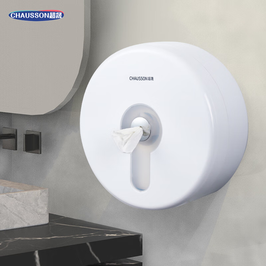 CHAUSSON center-drawing large roll paper box hotel bathroom waterproof paper commercial large tissue box toilet wall-mounted punch-free center-drawing special paper * 12 rolls full box (950 rolls