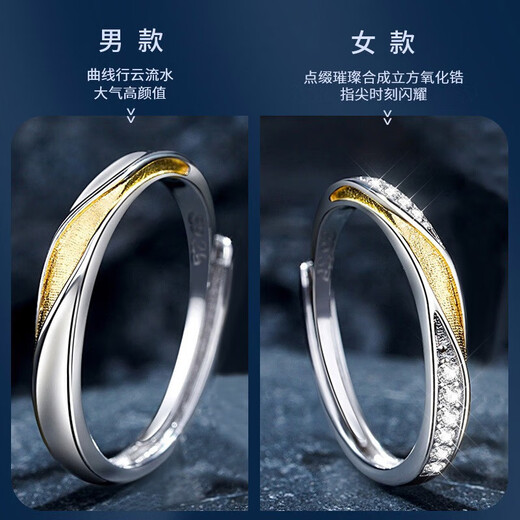Dirholl PT950 platinum ring for couples to fall in love together, a pair of rings to express love and a proposal ring, 520 Valentine's Day gift for girlfriend, light luxury model, Mobius ring, without engraving