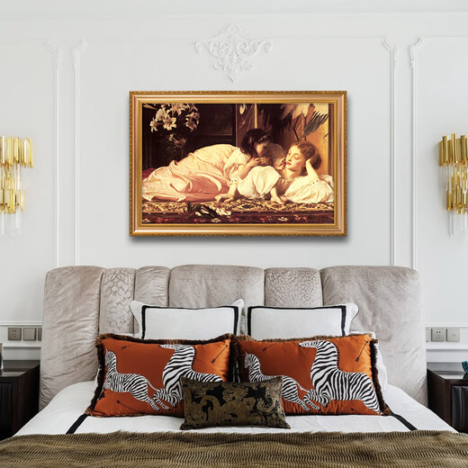 
Emperor flag hand-painted classical mother woman oil painting European style bedroom bedside background wall hanging painting living room decoration painting mural hanging painting 692 gold solid wood frame 130X90