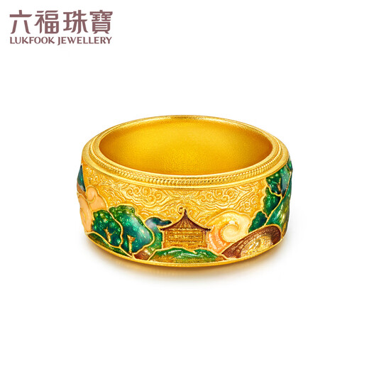 Lukfook Jewelry Pure Gold Fuman Heirloom Splendid Mountains and Rivers Gilded Gold Ring Men's Price G21TBGR0012 No. 19 - 16.02 grams (including labor cost 3012 yuan)