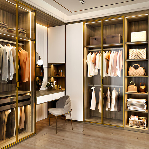 Sophia Wardrobe Small Apartment 22 Package Whole House Customization Bedroom Furniture Flat Door Large Wardrobe Integrated Cloakroom Sincerely Customized Gold