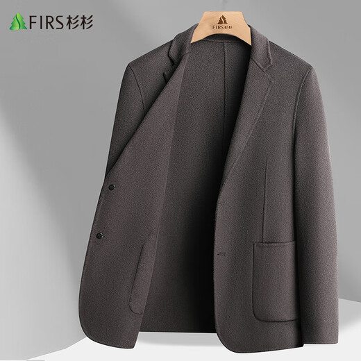 Shanshan Traje de lana a doble cara Traje de lana para hombres Single Slim Warm Wool Coat Men's Suit Top Black 175
