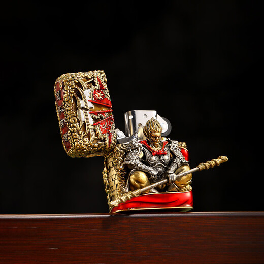 Zippo [schwarzer Wukong] Schatz helleres echtes leuchtendes schwarzes Mythos Wukong Luminous Fighting Battle Buddha High-End-Geschenk Black Wukong Kupfer (DY9902TJ) All-Code