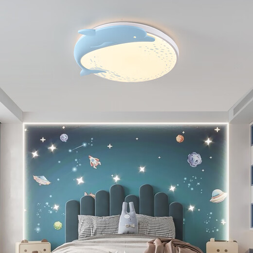 Yilin children's room led bedroom lamp for boys and girls creative cartoon animal ceiling lamp simple modern cute eye protection lamp pink chinchilla 50CM-36W LED three-color dimming