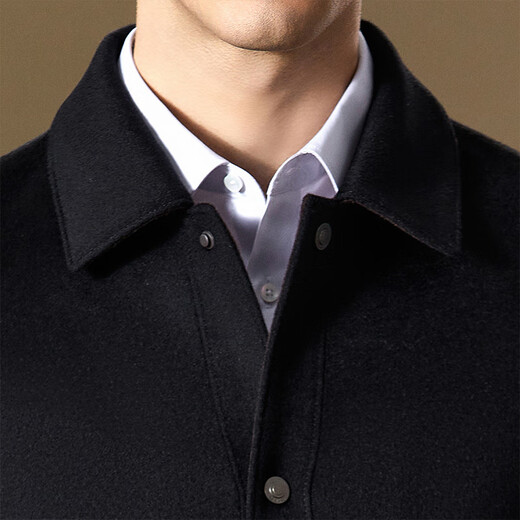 Antonio [5% Cashmere + 95% Wolle] Herrenjacke Frühlings- und Herbst mittleren und jungen Business Revers Wolljacke kurz schwarz m