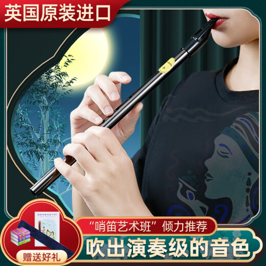 杉贝英国Feadog飞叨爱尔兰哨笛锡笛C调D调初学生哨笛我心永恒笛子乐器 彩色烤漆D调(黑色)+使用教材+电