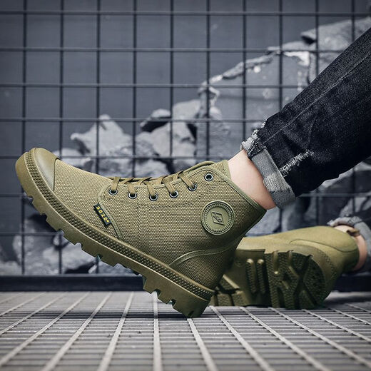 Moonlight Rabbit Fashion Martin Boots Chaussures décontractées non glissées pour hommes Chaussures de construction résistantes à l'usure légère et confortable 3522 Chaussures de jiefang Protection Labour Chaussures de randonnée Khaki 42