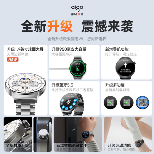 Patriot V8 Smart Sports Watch Top Version Men and Women Same Style Health Survering Sleep Heart Rate Multifonctional Appel Valentin's Holiday Gift Black-XFQ