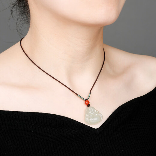 Coloré yunnan hetian jade Bouddha Pendant Maitreya Bouddha Blanc Jade Jade Jade Pendant Jade Collier pour petite amie 680 Jade Bouddha blanc