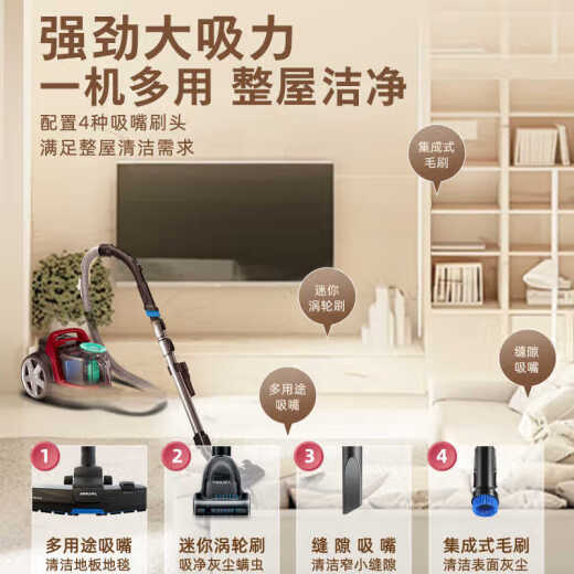 Aspiradora horizontal de Philips para el hogar Utilice potentes ácaros y ácaros de aspiración de succión de alta potencia FC8632 Productos de cola de segunda mano FC9735/81B1-C Tipo (95%-Unboxing y leve